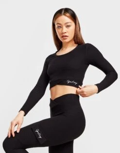 Gym King Ribbed Long Sleeve Cross Top