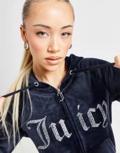 JUICY COUTURE Diamante Logo Full Zip Hoodie -Nike || The North Face || Adidas Originals Shop jd 559028 d