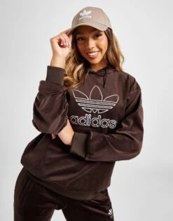 Adidas Originals Velour Trefoil Overhead Hoodie -Nike || The North Face || Adidas Originals Shop jd 595965 c