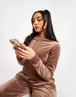 JUICY COUTURE Diamante Velour Zip Hoodie