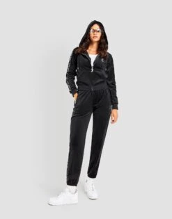 JUICY COUTURE Diamante Velour Tape Hoodie -Nike || The North Face || Adidas Originals Shop jd JCJDW251BLK C 0001 c